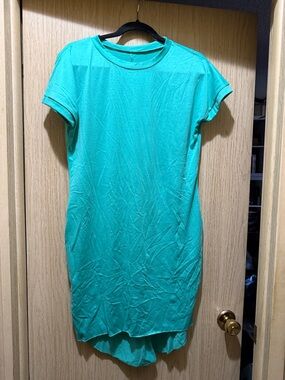 Turquoise Crewneck T-Shirt Dress